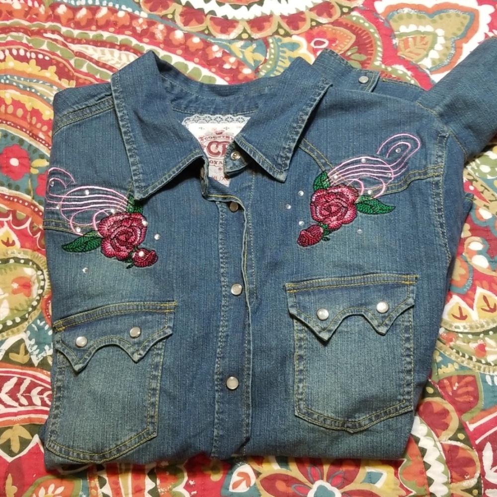 NWT XL Jean Jacket with Rhinestones